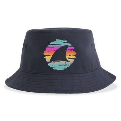 Colorful Distressed Shark Fin Sustainable Bucket Hat