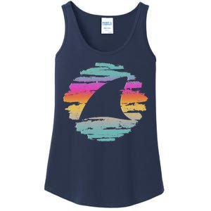 Colorful Distressed Shark Fin Ladies Essential Tank