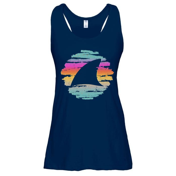 Colorful Distressed Shark Fin Ladies Essential Flowy Tank