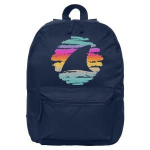 Colorful Distressed Shark Fin 16 in Basic Backpack