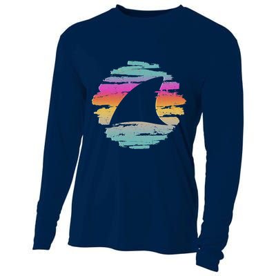 Colorful Distressed Shark Fin Cooling Performance Long Sleeve Crew