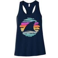 Colorful Distressed Shark Fin Women's Racerback Tank