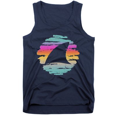 Colorful Distressed Shark Fin Tank Top