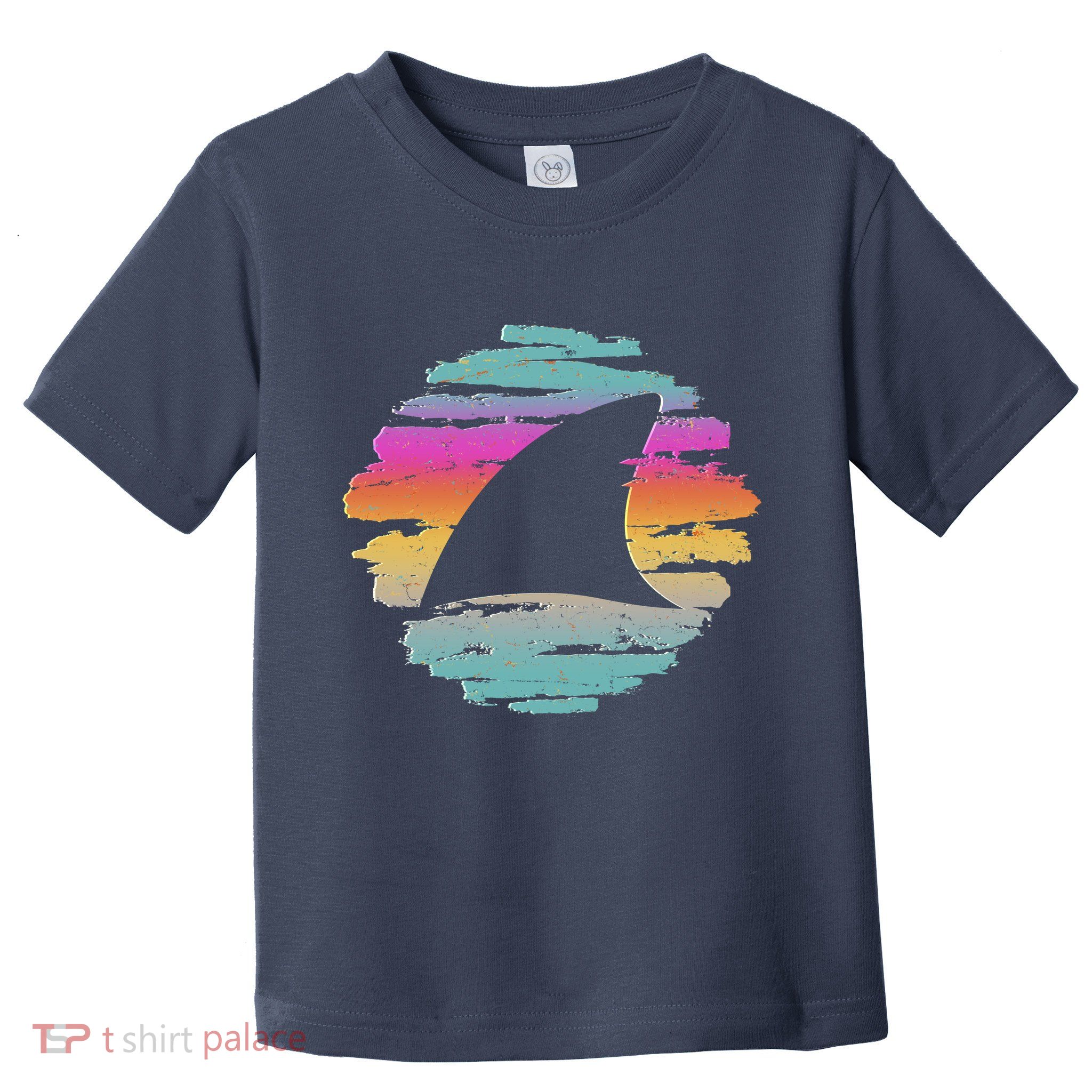 Colorful Distressed Shark Fin Toddler T-Shirt