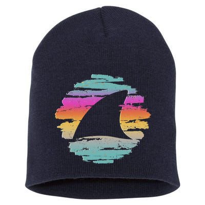 Colorful Distressed Shark Fin Short Acrylic Beanie