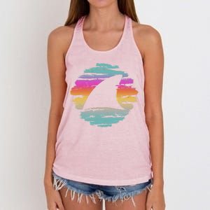 Colorful Distressed Shark Fin Women's Knotted Racerback Tank