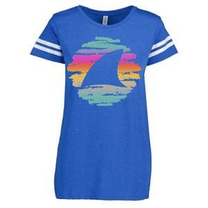 Colorful Distressed Shark Fin Enza Ladies Jersey Football T-Shirt