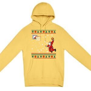 Christmas Dunking Santa Basketball Xmas Cute Gift Premium Pullover Hoodie