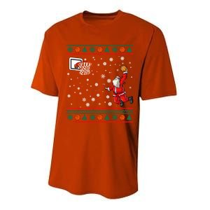 Christmas Dunking Santa Basketball Xmas Cute Gift Performance Sprint T-Shirt