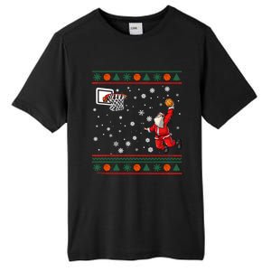 Christmas Dunking Santa Basketball Xmas Cute Gift Tall Fusion ChromaSoft Performance T-Shirt