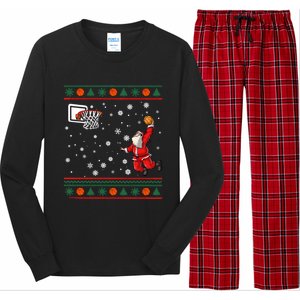 Christmas Dunking Santa Basketball Xmas Cute Gift Long Sleeve Pajama Set