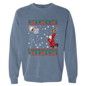 Christmas Dunking Santa Basketball Xmas Cute Gift Garment-Dyed Sweatshirt