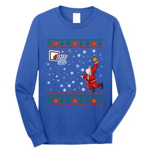 Christmas Dunking Santa Basketball Xmas Cute Gift Long Sleeve Shirt