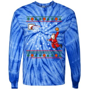 Christmas Dunking Santa Basketball Xmas Cute Gift Tie-Dye Long Sleeve Shirt