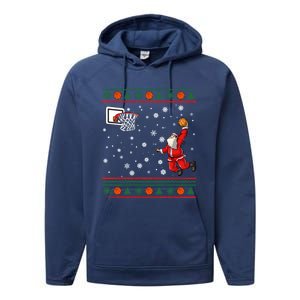 Christmas Dunking Santa Basketball Xmas Cute Gift Performance Fleece Hoodie