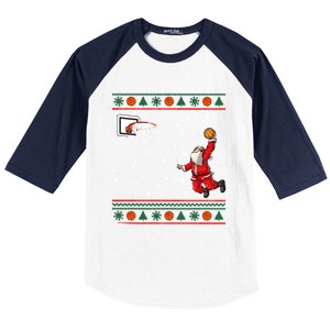 Christmas Dunking Santa Basketball Xmas Cute Gift Baseball Sleeve Shirt