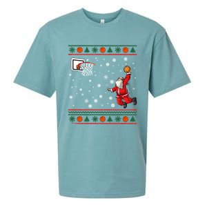 Christmas Dunking Santa Basketball Xmas Cute Gift Sueded Cloud Jersey T-Shirt