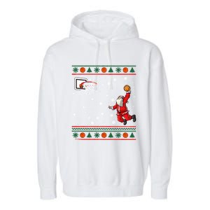 Christmas Dunking Santa Basketball Xmas Cute Gift Garment-Dyed Fleece Hoodie