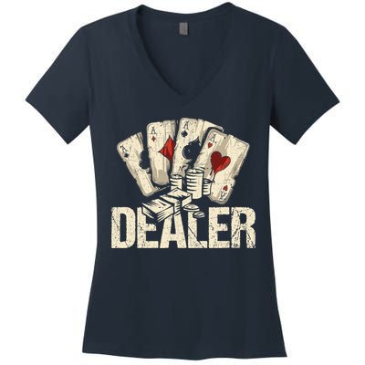 Casino Dealer Shirt Poker Dealer Shirt Costume Accessories Women's V-Neck T-Shirt