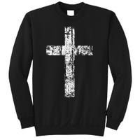 Cross Distressed Style Inspirational Christian Faith Sweatshirt