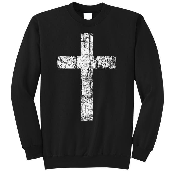 Cross Distressed Style Inspirational Christian Faith Sweatshirt