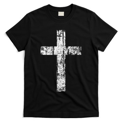 Cross Distressed Style Inspirational Christian Faith T-Shirt