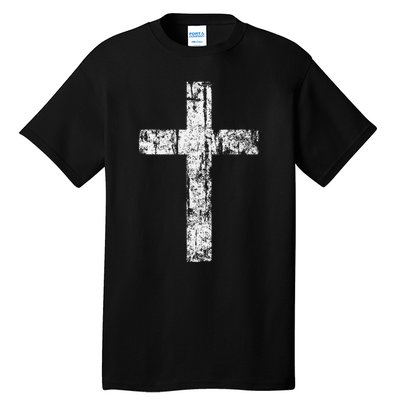 Cross Distressed Style Inspirational Christian Faith Tall T-Shirt