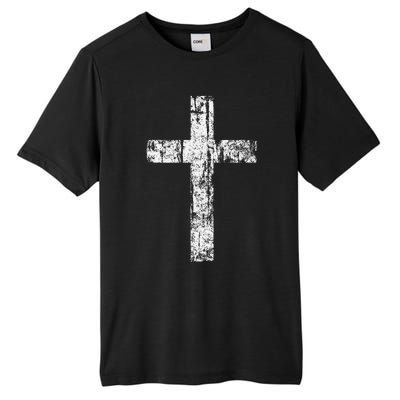 Cross Distressed Style Inspirational Christian Faith Tall Fusion ChromaSoft Performance T-Shirt