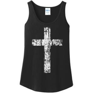 Cross Distressed Style Inspirational Christian Faith Ladies Essential Tank