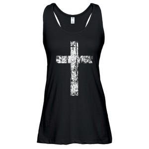 Cross Distressed Style Inspirational Christian Faith Ladies Essential Flowy Tank