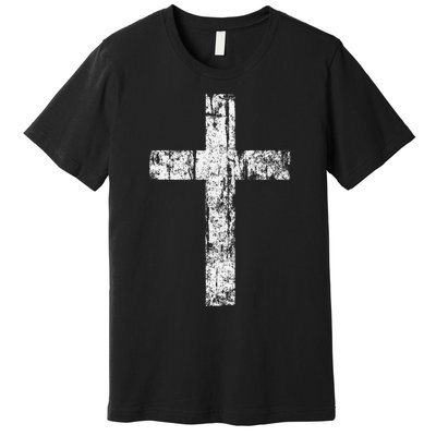 Cross Distressed Style Inspirational Christian Faith Premium T-Shirt