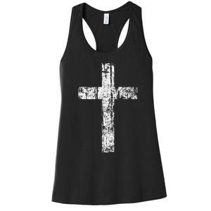 Cross Distressed Style Inspirational Christian Faith Women's Racerback Tank