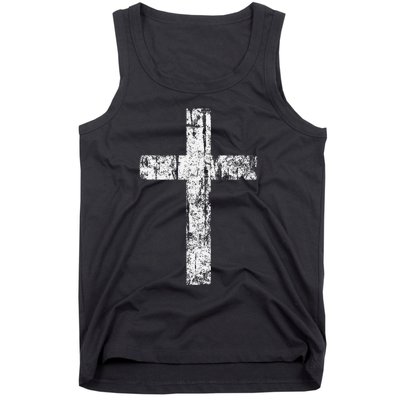 Cross Distressed Style Inspirational Christian Faith Tank Top