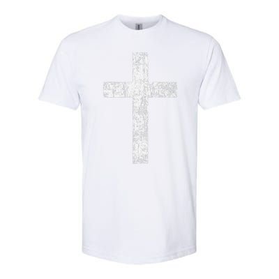 Cross Distressed Style Inspirational Christian Faith Softstyle CVC T-Shirt