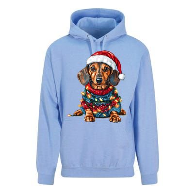 Cute Dachshund Santa Hat Merry Christmas Doxie Dog Mom Dad Gift Unisex Surf Hoodie