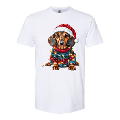 Cute Dachshund Santa Hat Merry Christmas Doxie Dog Mom Dad Gift Softstyle® CVC T-Shirt