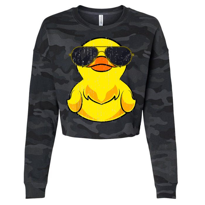 Cool Duckie Sunglasses Duckling Funny Ducky Rubber Duck Cropped Pullover Crew