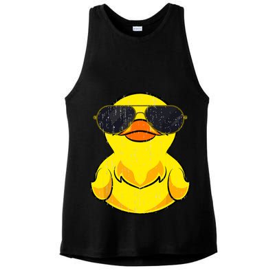 Cool Duckie Sunglasses Duckling Funny Ducky Rubber Duck Ladies PosiCharge Tri-Blend Wicking Tank