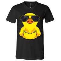 Cool Duckie Sunglasses Duckling Funny Ducky Rubber Duck V-Neck T-Shirt