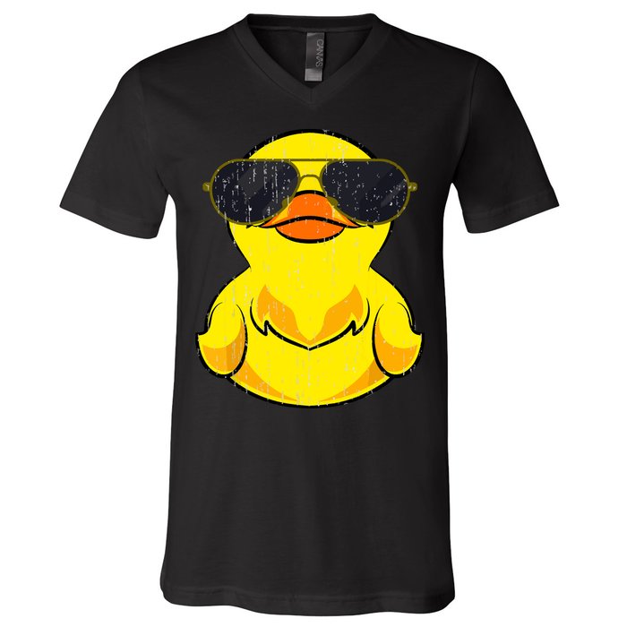Cool Duckie Sunglasses Duckling Funny Ducky Rubber Duck V-Neck T-Shirt