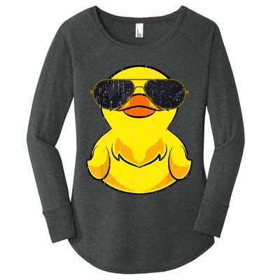Cool Duckie Sunglasses Duckling Funny Ducky Rubber Duck Women's Perfect Tri Tunic Long Sleeve Shirt