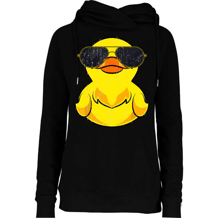 Cool Duckie Sunglasses Duckling Funny Ducky Rubber Duck Womens Funnel Neck Pullover Hood