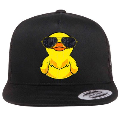 Cool Duckie Sunglasses Duckling Funny Ducky Rubber Duck Flat Bill Trucker Hat