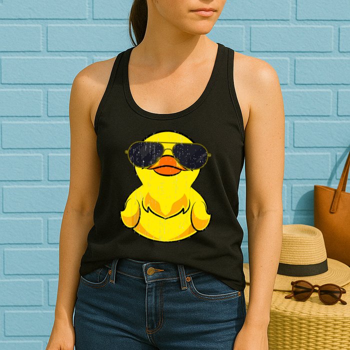 Cool Duckie Sunglasses Duckling Funny Ducky Rubber Duck Womens Tank Top