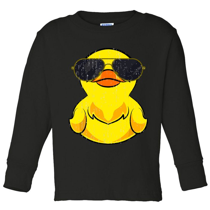 Cool Duckie Sunglasses Duckling Funny Ducky Rubber Duck Toddler Long Sleeve Shirt
