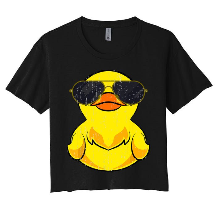 Cool Duckie Sunglasses Duckling Funny Ducky Rubber Duck Crop Top