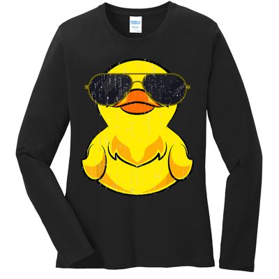 Cool Duckie Sunglasses Duckling Funny Ducky Rubber Duck Ladies Long Sleeve Shirt