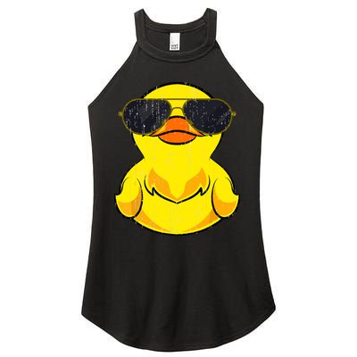 Cool Duckie Sunglasses Duckling Funny Ducky Rubber Duck Women's Perfect Tri Rocker Tank