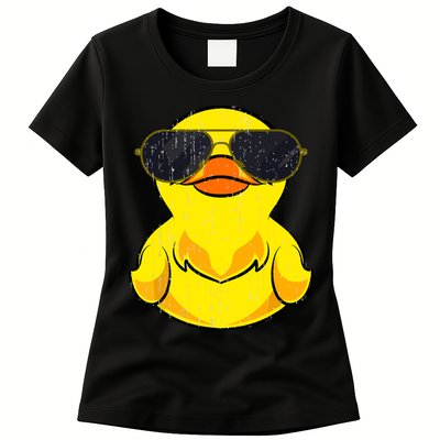 Cool Duckie Sunglasses Duckling Funny Ducky Rubber Duck Womens T-Shirt