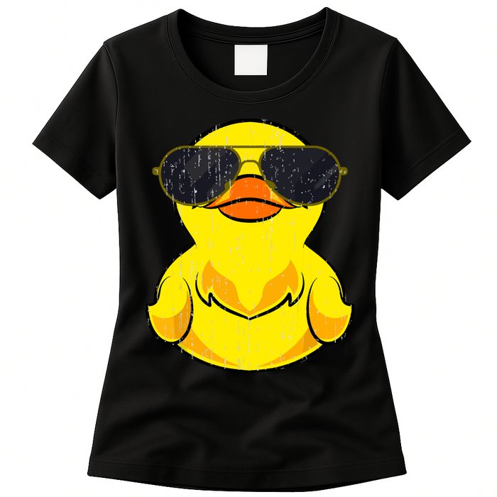 Cool Duckie Sunglasses Duckling Funny Ducky Rubber Duck Womens T-Shirt